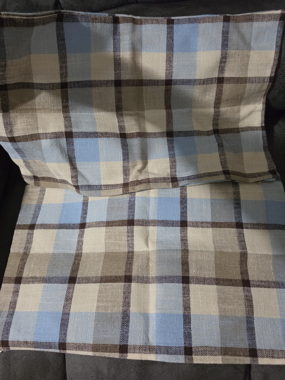 12x19 Blue and Brown Plaid Pillow Covers